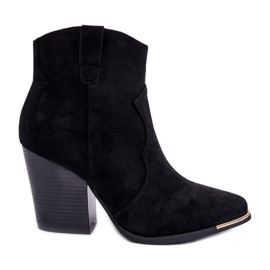 Botas Vaqueras De Ante Con Tacón Alto, Negro Lotoune