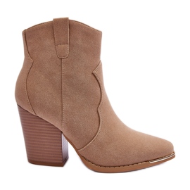 Botas cowboy de piel beige con tacones altos Lotoune