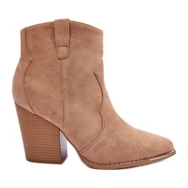 Botas Cowboy de ante beige con tacones altos Lotoune