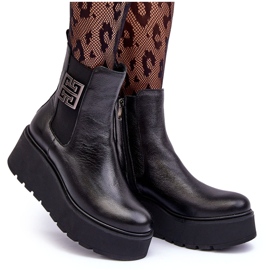 Botines de piel para mujer con plataforma enorme negro Lemar Savira