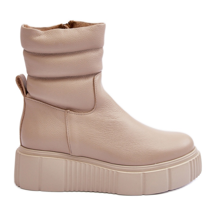 Botines de Mujer de Piel con Plataforma Beige Claro Lemar Suam Botines de Mujer de Piel con Plataforma Beige Claro Lemar Suam