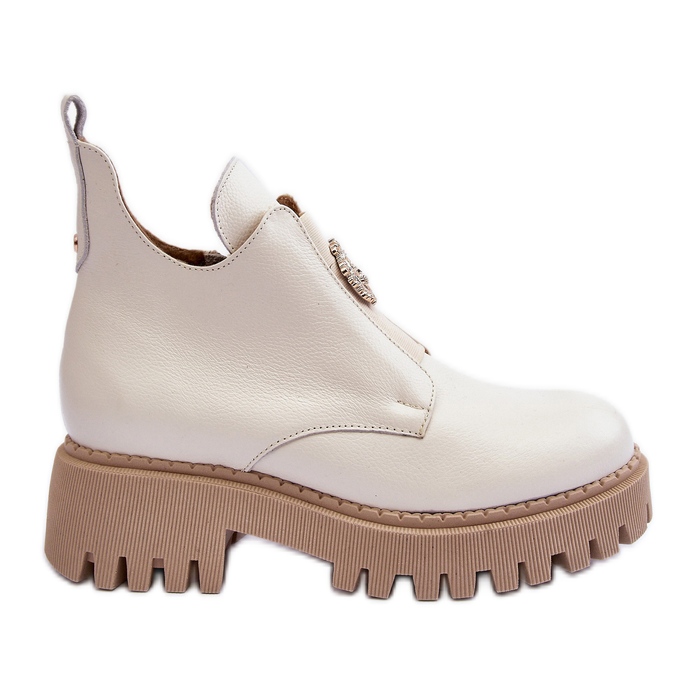 Botines Mujer Piel Con Adorno Beige Claro Lemar Lusanna