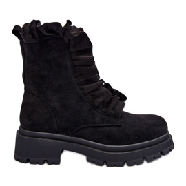 Botas de trabajo de ante con aislamiento y tacón plano, góndola negra negro