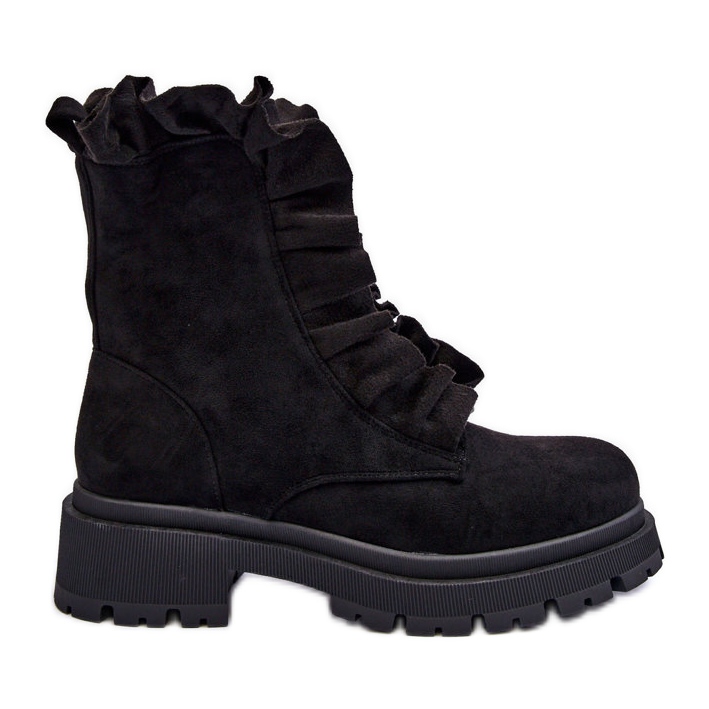 Botas de trabajo de ante con aislamiento y tacón plano, góndola negra negro