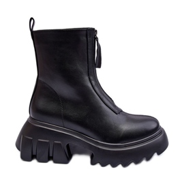 Botines Kusma negros sobre plataforma maciza con cremallera