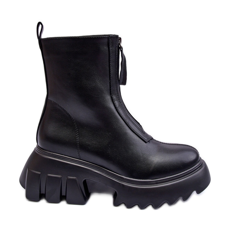 Botines Kusma negros sobre plataforma maciza con cremallera