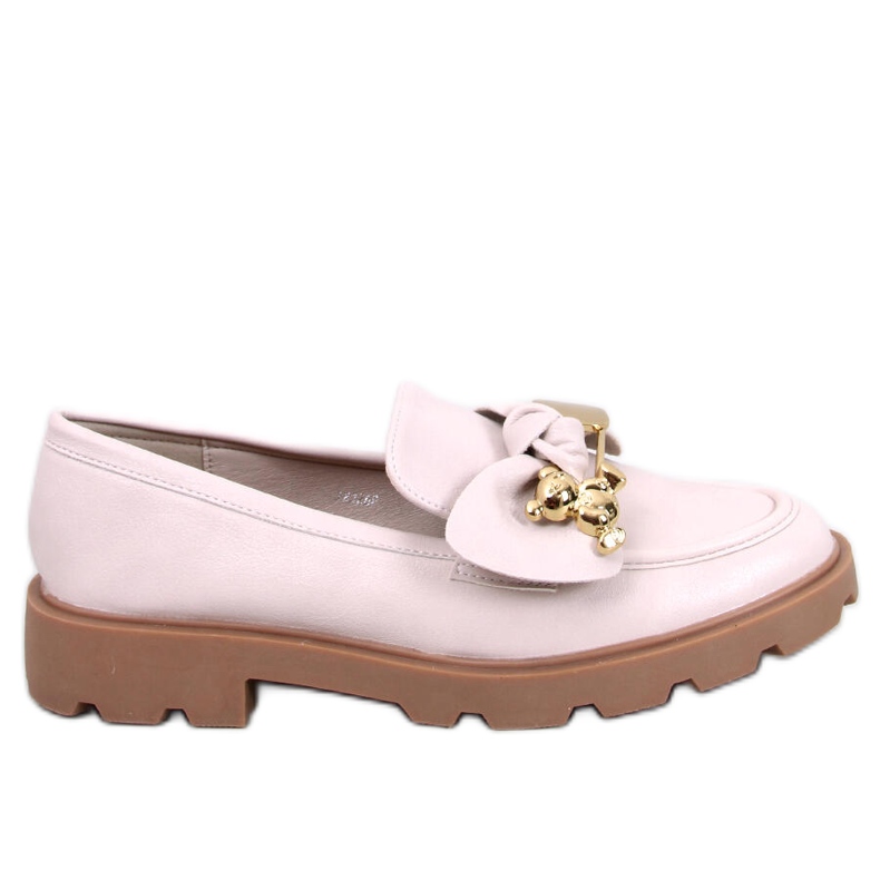 Mocasín con oso dorado Beige Miel
