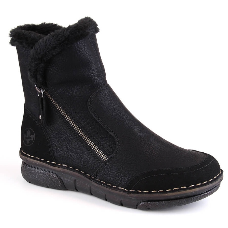 Botas de mujer cómodas y aislantes con pelo, negro Rieker 73371-00 Botas de mujer cómodas y aislantes con pelo, negro Rieker 73371-00