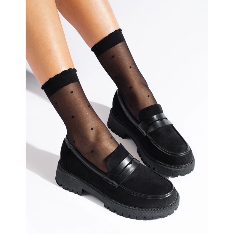 Mocasines de mujer Shelovet en ante negro