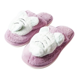 Pantuflas Bee suaves moradas y verdes violeta