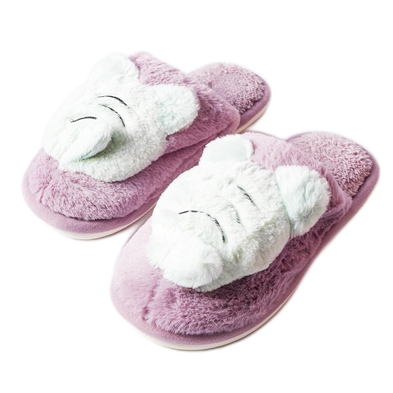 Pantuflas Bee suaves moradas y verdes violeta