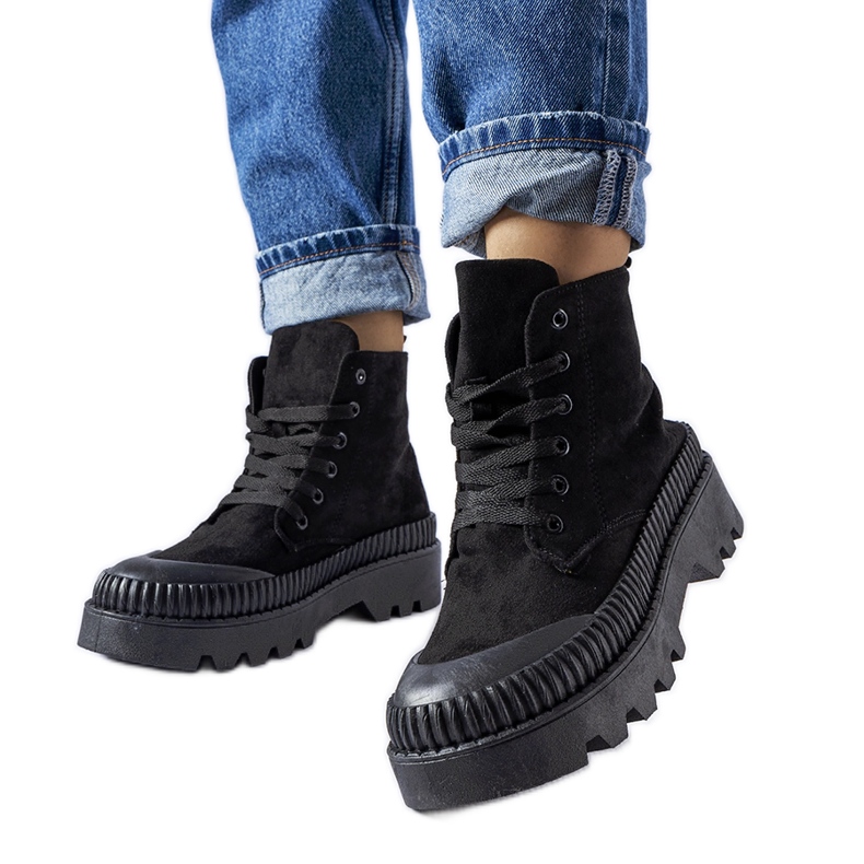 Inna Zapatillas altas Aida de ante ecológico en negro