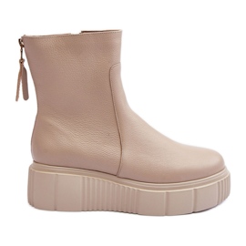 Botines Mujer Piel con Plataforma Beige Lemar Jenefer