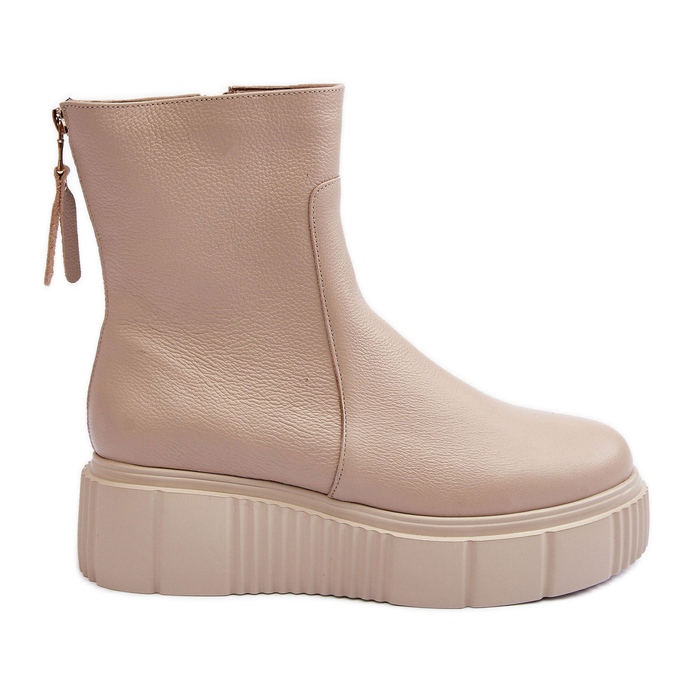 Botines Mujer Piel con Plataforma Beige Lemar Jenefer