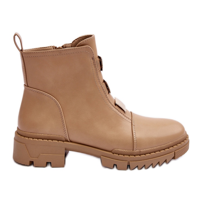 Botas planas de piel azulenn beige