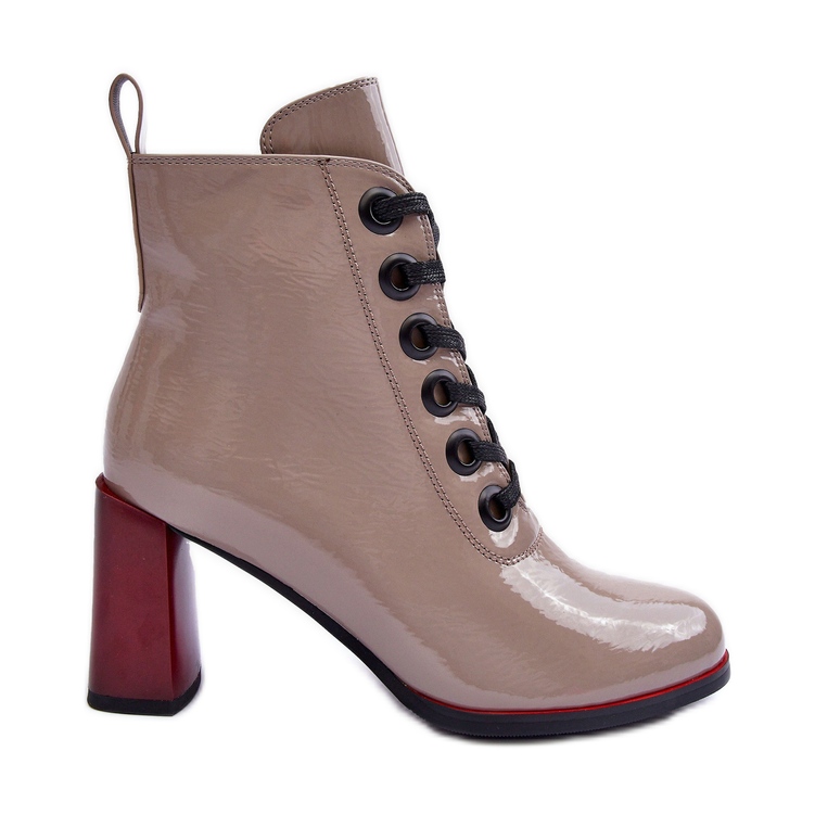 Botines Charol Cordones S.Barski MR870-15 Beige Oscuro