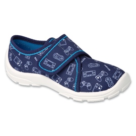 Zapato infantil befado con velcro 974X520 azul marino con aplicaciones