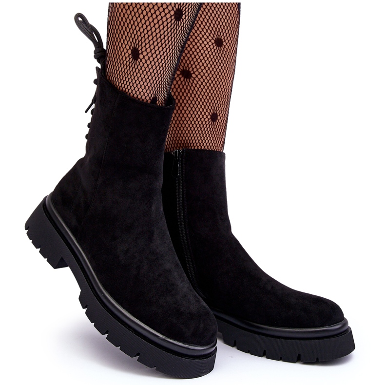Botas planas de ante Lakyta negras negro Botas planas de ante Lakyta negras negro