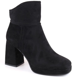 Botines de ante con tacón alto y plataforma, aislantes M.Daszyński W SAN24A, negro