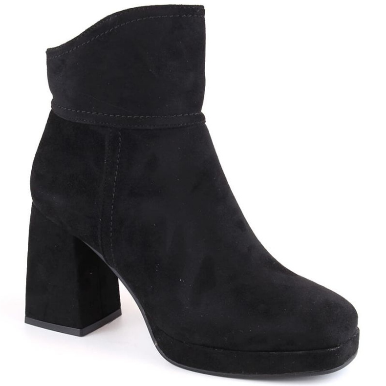 Botines de ante con tacón alto y plataforma, aislantes M.Daszyński W SAN24A, negro