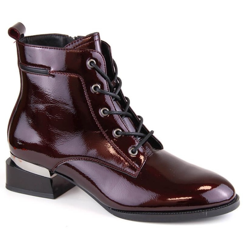 Botines de charol aislados de tacón Vinceza W JAN253B, burdeos rojo