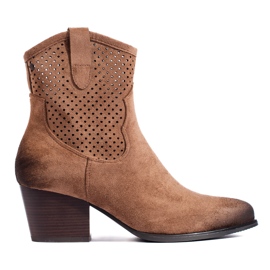 Botas cowboy caladas beige con tacón alto de Vinceza