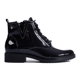 Botines Vinceza charol negro con cordones