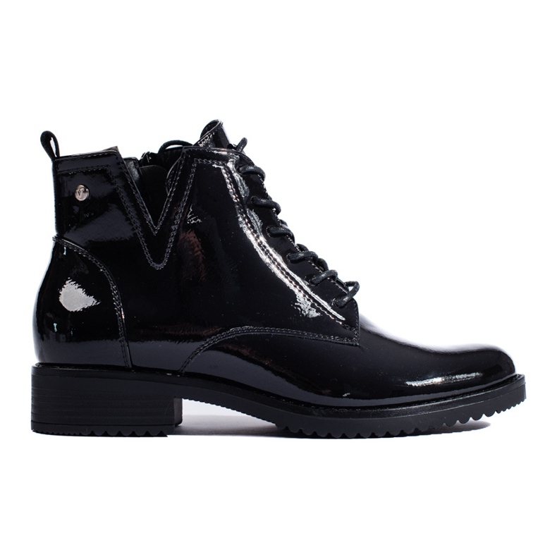 Botines Vinceza charol negro con cordones