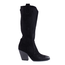 Botas cowboy de mujer Shelovet en ante negro con tacón