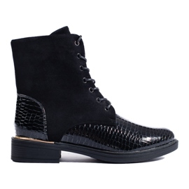 Botas obreras con cordones Shelovet de mujer negras negro