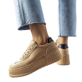 Inna Zapatillas beige con plataforma gruesa Seluci VL178P Caqui Inna Zapatillas beige con plataforma gruesa Seluci VL178P Caqui
