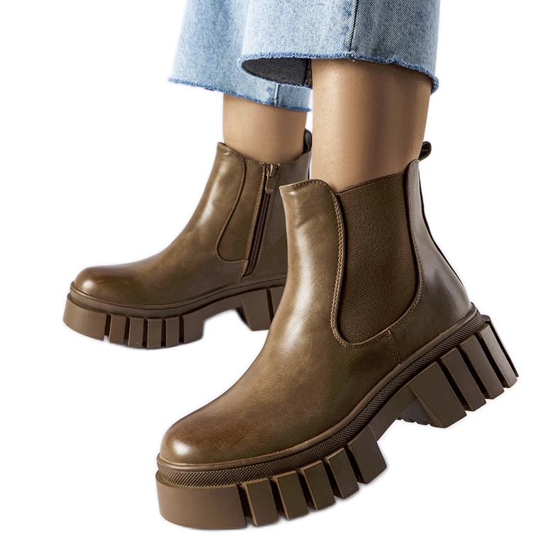 Botas Chelsea con plataforma marrones de Giusy marrón Botas Chelsea con plataforma marrones de Giusy marrón