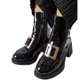 Botines de tacón de charol negro Girardi