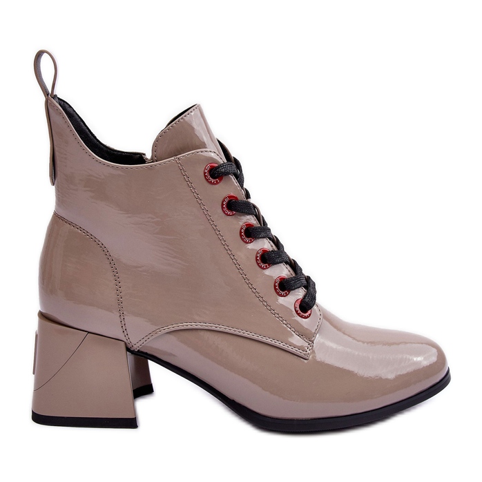 Botines Bajos Charol Cordones S.Barski MR870-66 Beige Oscuro