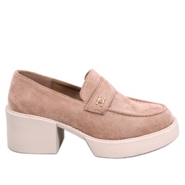 Mocasines tacón Coniff Caqui beige