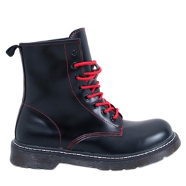 Botines con cordones y hilo Stuff Blackred de colores negro