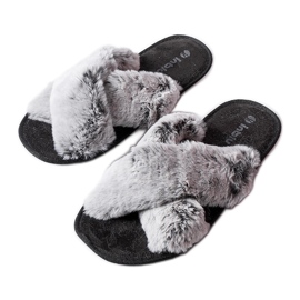 Pantuflas grises con pelo de Domenica Pantuflas grises con pelo de Domenica