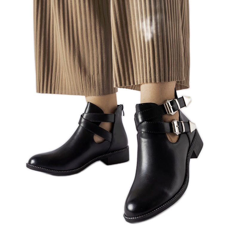 Ideal Shoes Botines abiertos negros Y8157 Negro