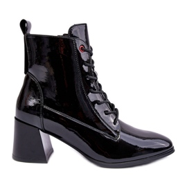 Vinceza Botines Tacón Alto Basciano Charol Negro