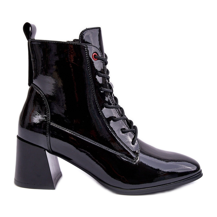 Vinceza Botines Tacón Alto Basciano Charol Negro