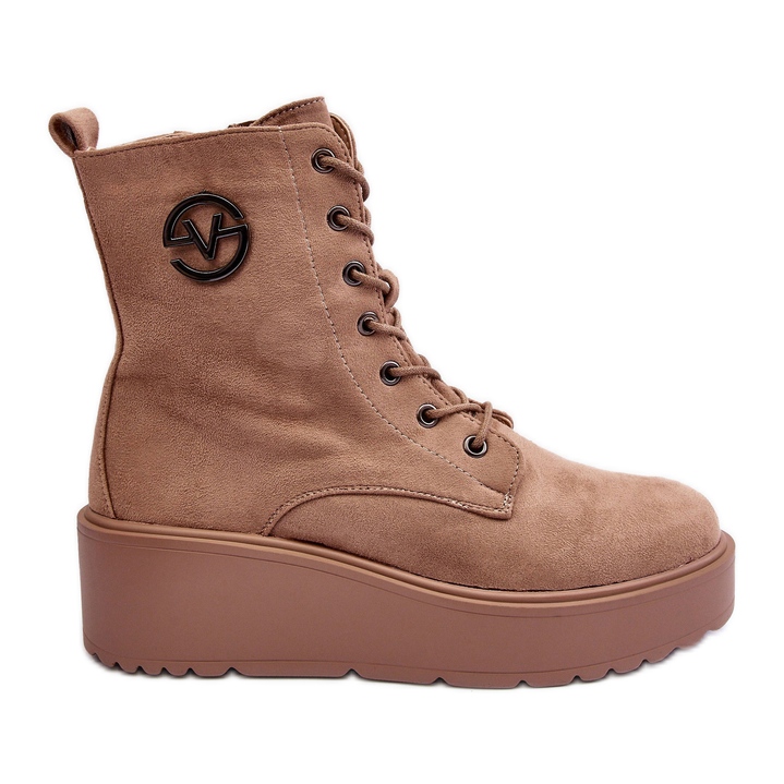 Vinceza Botines de trabajo de ante beige con plataforma enorme Cuñas Beige Lavica