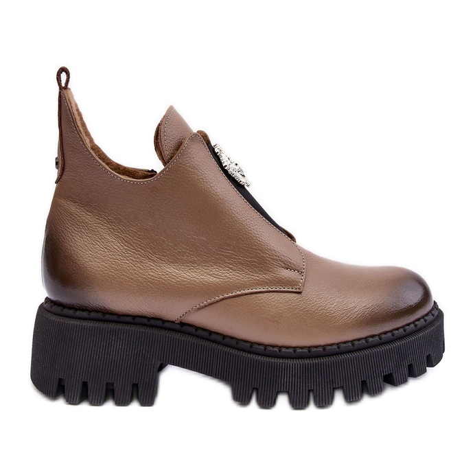 Botines Mujer Piel Con Adorno Beige Lemar Lusanna