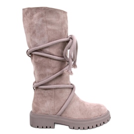 Botas de ante con cordón Spicer Beige