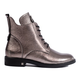 W. Potocki Botas planas Potocki plateadas marrón