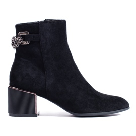 Botines de mujer de ante negro con elegante tacón Shelovet