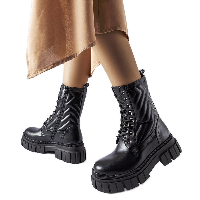 Botas de trabajo negras decoradas con pespuntes Fiacre negro