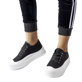 Zapatillas negras sobre plataforma gruesa Rina blanca. negro