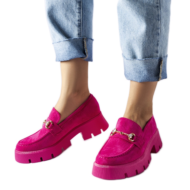 Mocasines rosas con hebilla y pedrería Gaiola rosado