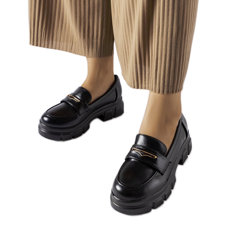 Mocasines Fuori negros con pisada vista Mocasines Fuori negros con pisada vista