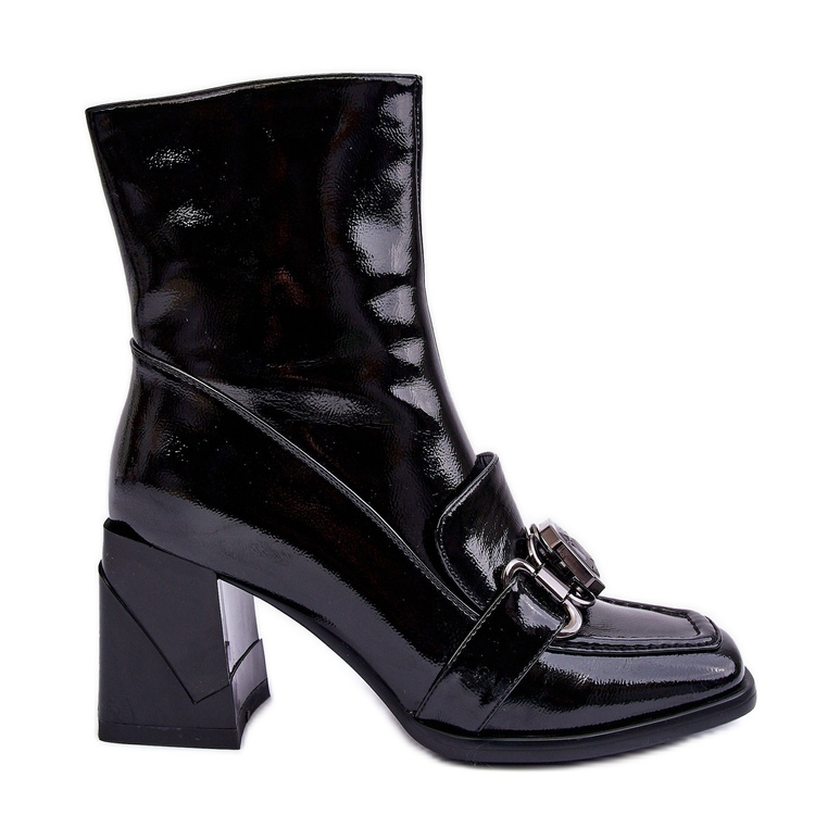 Botines De Piel Con Tacones Enormes Y Decoración S.Barski MR870-99 Negro